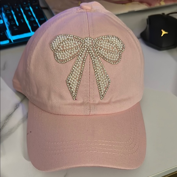 Pink Lily Pink Cap with Rhinestone Bow - Picture 3 of 8